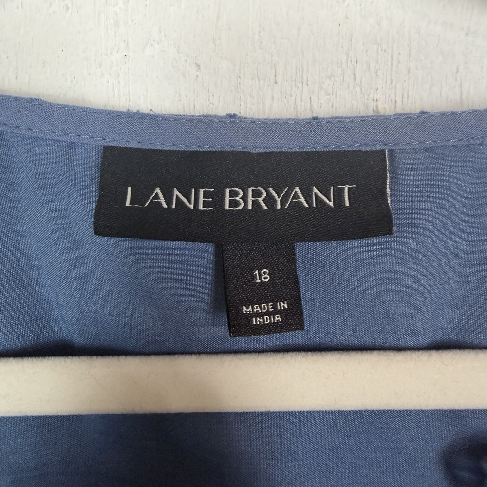 Lane Bryant Peplum Top Blue Crochet Lace Peasant Cottage Bohemian Romantic SZ 18 - Picture 11 of 15